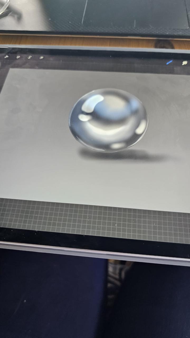 Digital pearl rendering study by Jennifer Derrig showing light, reflection and shadow